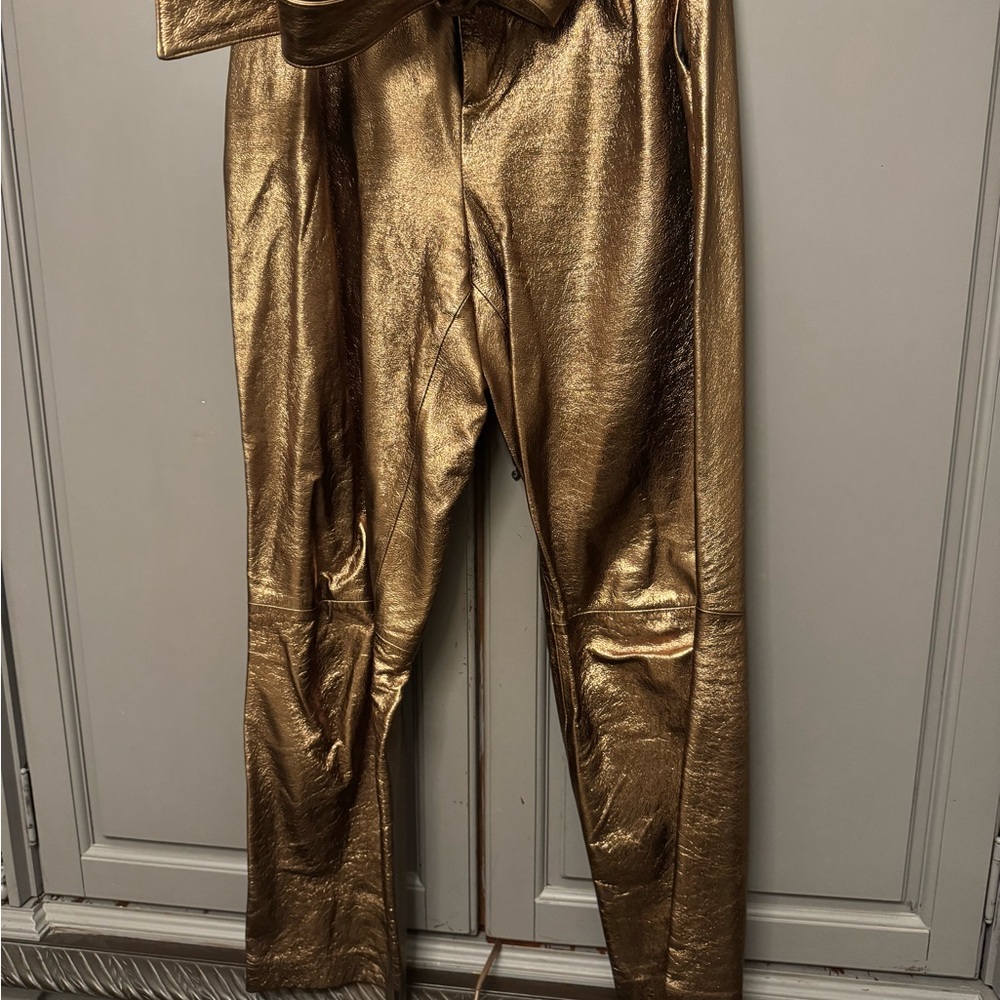 Alice + Olivia Gold Straight Leg Pants